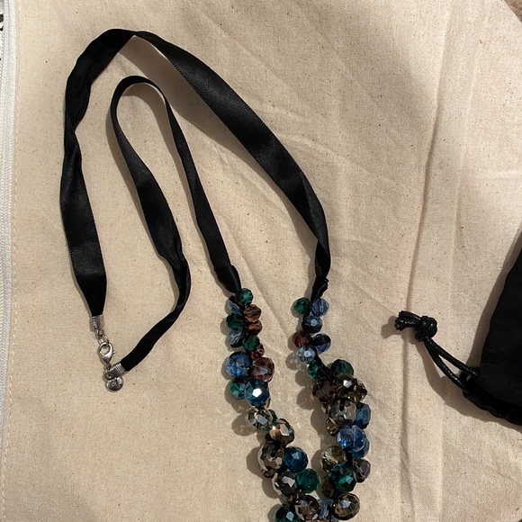 LOFT Blue and Black Beaded Necklace - Picture 8 of 10